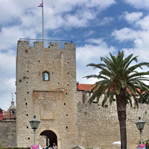 City wall, town of Korcula, Island of Korcula, Dalmatian coast, Croatia