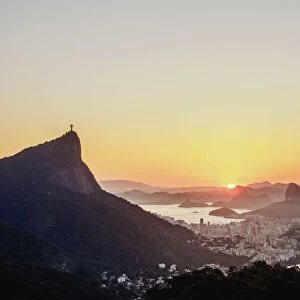 Cityscape from Vista Chinesa at sunrise, Rio de Janeiro, Brazil