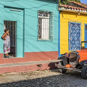 A classic car in a street in Trinidad, Sancti Spiritus, Cuba