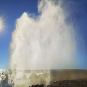 Cliff landscape with blowhole at Point Quobba - Australia, Western Australia, Gascoyne