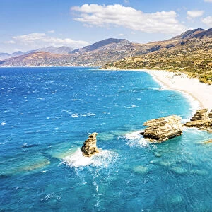 cliffs and Triopetra beach washed by the crystal turquoise sea, Plakias, Crete island