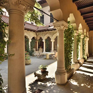 The cloisters of the Stavropoleos Monastery, an Eastern Orthodox monastery for nuns