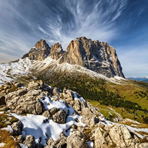 Cloudscape over Sassolungo, South Tyrol, Dolomites, Italy