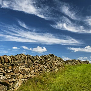 Cloudscape & Stone Wall, Peak District National Park, Derbyshire, England