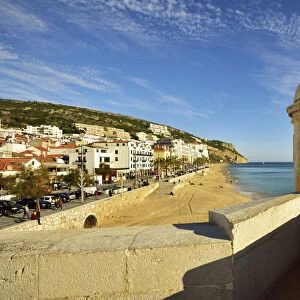 The coastal fishing village of Sesimbra and the beach. Portugal