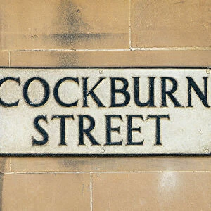 Cockburn Street sign on wall, UNESCO, Old Town, Edinburgh, Lothian, Scotland, UK