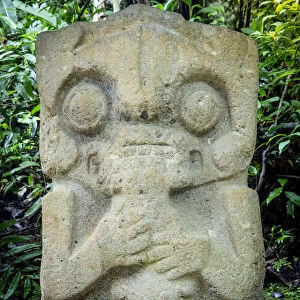 Colombia, Huila, San Agustin. A pre-Colombian jaguar-man figure in San Agustin