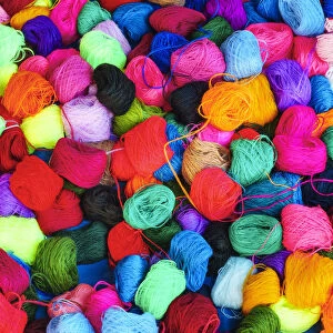 Colored ball of string. Carhuaz, Ancash, Andes, Peru