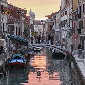 Colorful Evening over the Rio San Barnaba, Venice, Veneto, Italy