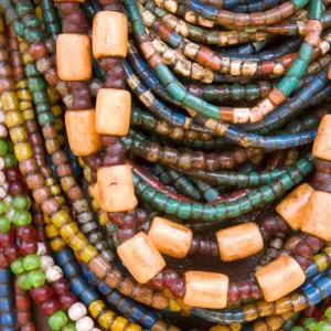 Colourful beads worn by a woman of the Galeb tribe