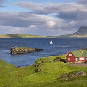 Colourful Faroese cottages in Hoyvik on the island of Streymoy, Faroe Islands, Denmark