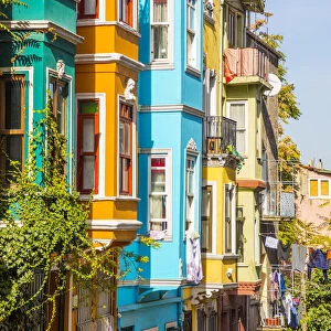 Colourful houses, Balat district, Istanbul, Turkey