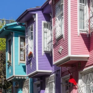 Colourful Ottomon era houses, Balat, Istanbul, Turkey