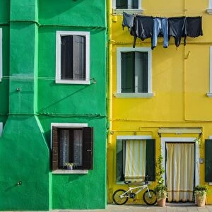 Colourful painted houses in Burano, Veneto, Italy