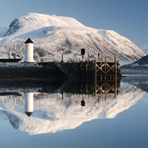 Corpach Lighthouse on Loch Eil with Ben Nevis and Fort William in the background