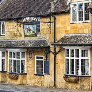 Cotswold stone-built The Horse and Hound inn in the Cotswold village of Broadway