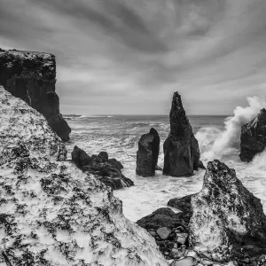 Crashing Waves on Sea Stacks, Reykjanes, Iceland