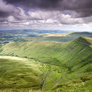 Cribyn viewed from Pen-y-Fan, the highest mountain in the Brecon Beacons National Park