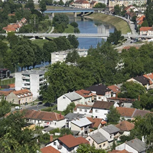 Croatia, Banija, Kordun Region, KARLOVAC, KARLOVAC city view from the Dubovac midieval