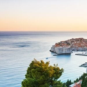 Croatia, Dalmatia, Dubrovnik, Old town, view of the old town at sunset
