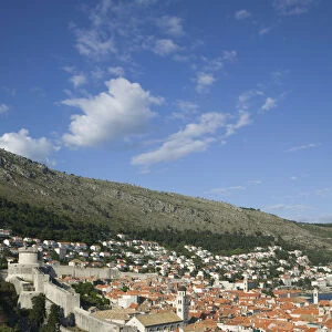 Croatia, Southern Dalmatia, Dubrovnik, View of Old Town & Western Town Walls