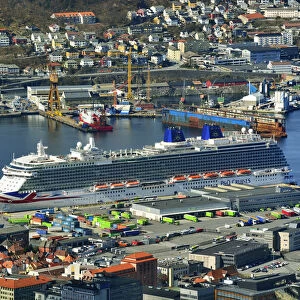 Cruise ship at the harbour. Bergen, Norway