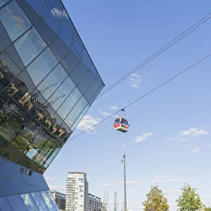 The Crystal building and the Emirates Airline Cable car, London, England, UK
