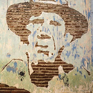 Cuba, Camaguey, Camaguey Province, Mural on wall near Parque Marti