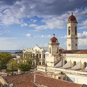 Cuba, Cienfuegos, Parque Marti, View of Catedral de la Purisima Concepcion, in the