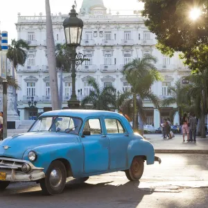 Cuba, Havana, Havana Vieja, detail of 1950s-era US car Cuba, Havana, Havana Vieja, detail of 1950s-era US car