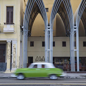 Cuba, Havana, The Malecon, Classic America car