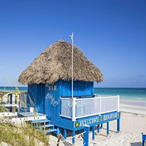 Cuba, Jardines del Rey, Cayo Guillermo, Playa Pilar, Thatched beach bar Coco Loco