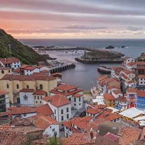 Cudillero, Asturias, Spain. View of the village and the harbour