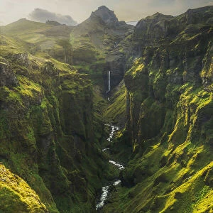 Deep valley in Vatnajokull Park Iceland