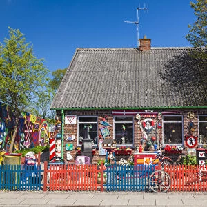 Denmark, Jutland, Grenaa, decorated house