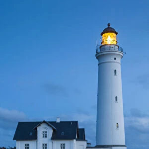 Denmark, Jutland, Hirtshals, Hirtshals Fyr Lighthouse, dusk