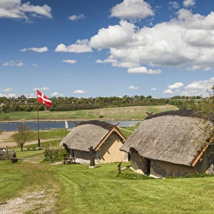 Denmark, Jutland, Hobro, Vikingecenter Fyrkat, Viking style farmstead