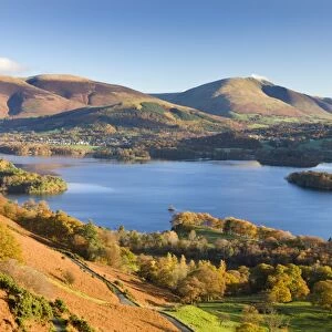 Derwent Water Skiddaw and Blencathra from the slopes of Catbells, Lake District National Park