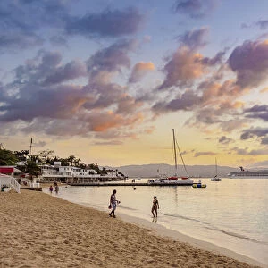 Doctors Cave Beach at sunset, Montego Bay, Saint James Parish, Jamaica