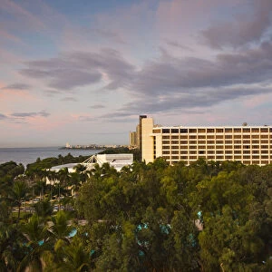 Dominican Republic, Santo Domingo, view of the Jaragua Hotel along Avenida George