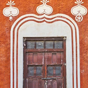 The door of a colonial house in Valladolid, Yucatan, Mexico