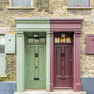 Doors, 18th Century Georgian town houses, Shoreditch, London, England, Uk