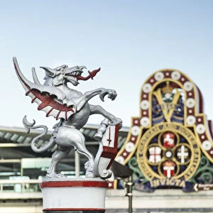 Dragon Statue at entrance to City of London, Blackfriars Bridge, London, England, UK