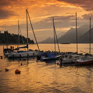 Dramatic sunset view, Lake Garda, Veneto, Italy