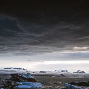 Dramatic weather at Jokulsarlon glacial lake, Iceland