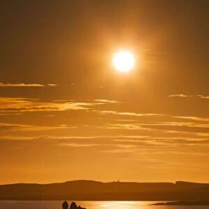 The Drongs sea stacks and sunset, Hillswick, Northmavine, Shetland