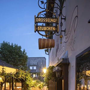 Drosselgasse Street at dusk, Rudesheim, Rhineland-Palatinate, Germany