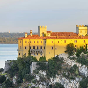Duino castle at dawn, Duino, province of Trieste, Friuli Venezia Giulia, Italy