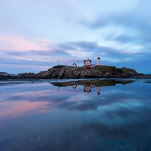 Dusk at Cape Neddick Lighthouse, York, Maine, USA