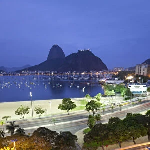 Dusk, Sugarloaf Mountain, Botafogo Bay, Rio de Janeiro, Brazil